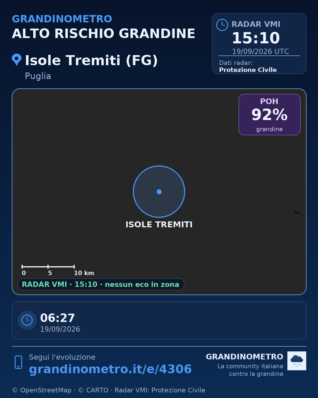 Mappa dell'evento: grandine a Isole Tremiti (FG)