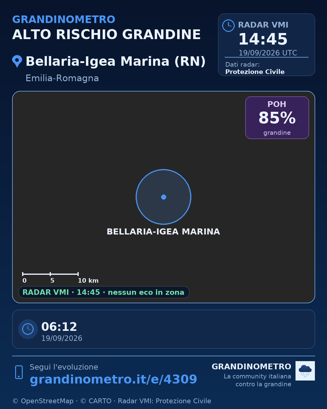 Mappa dell'evento: grandine a Bellaria-Igea Marina (RN)