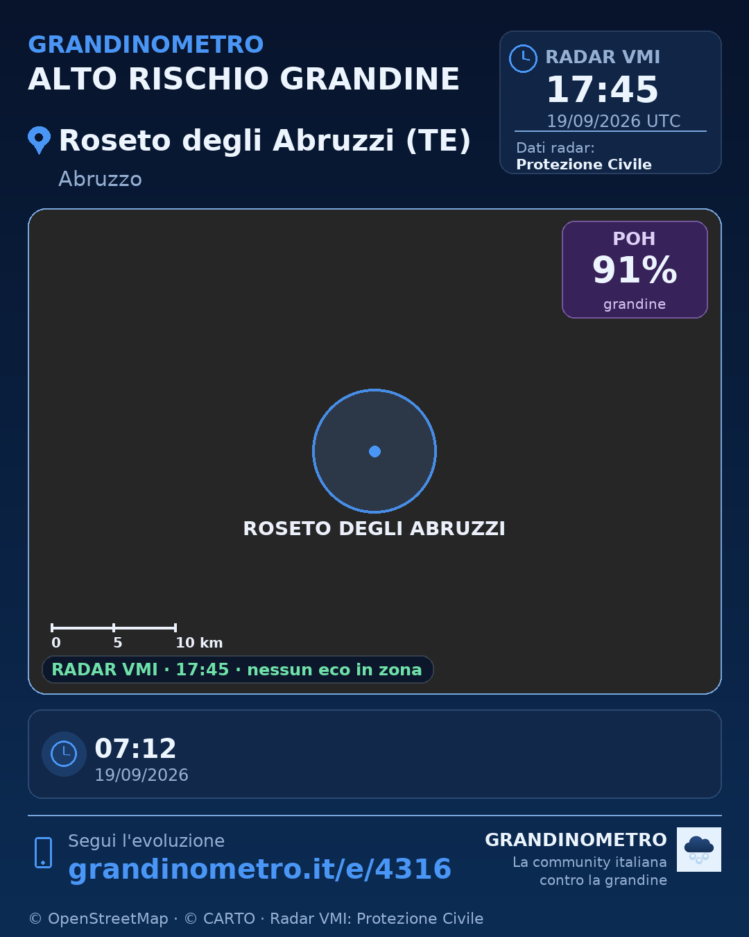 Mappa dell'evento: grandine a Roseto degli Abruzzi (TE)