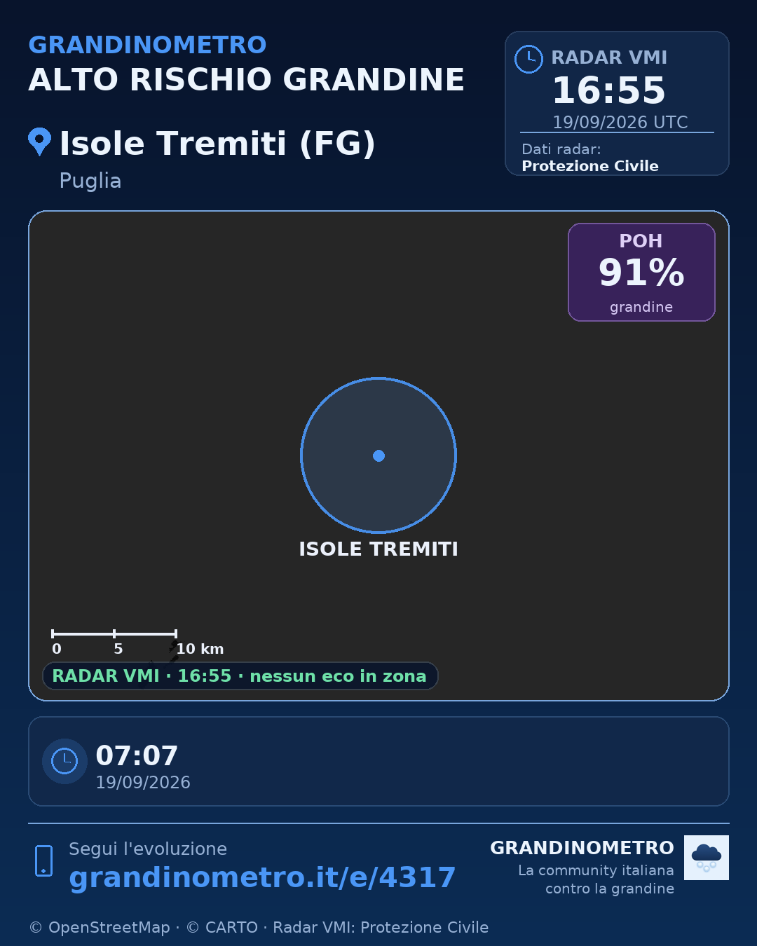 Mappa dell'evento: grandine a Isole Tremiti (FG)