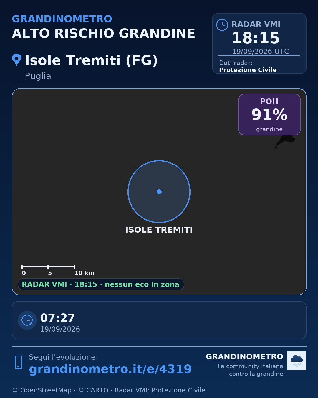Mappa dell'evento: grandine a Isole Tremiti (FG)