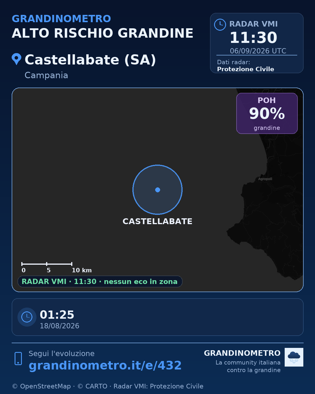Mappa dell'evento: grandine a Castellabate (SA)