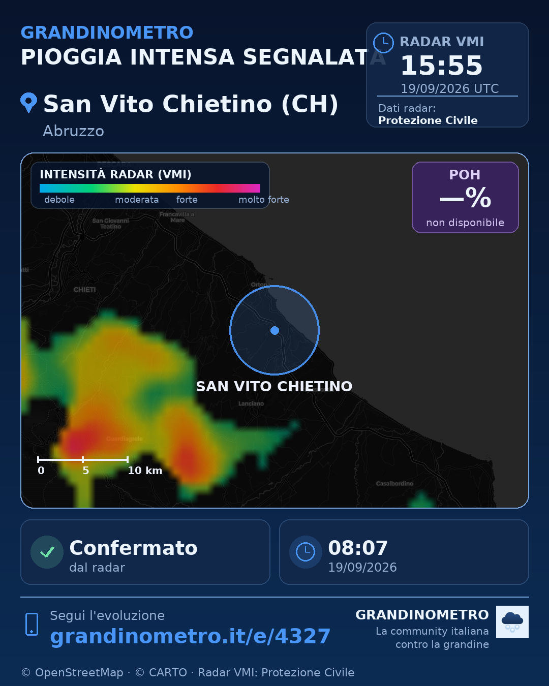 Mappa dell'evento: pioggia intensa a San Vito Chietino (CH)