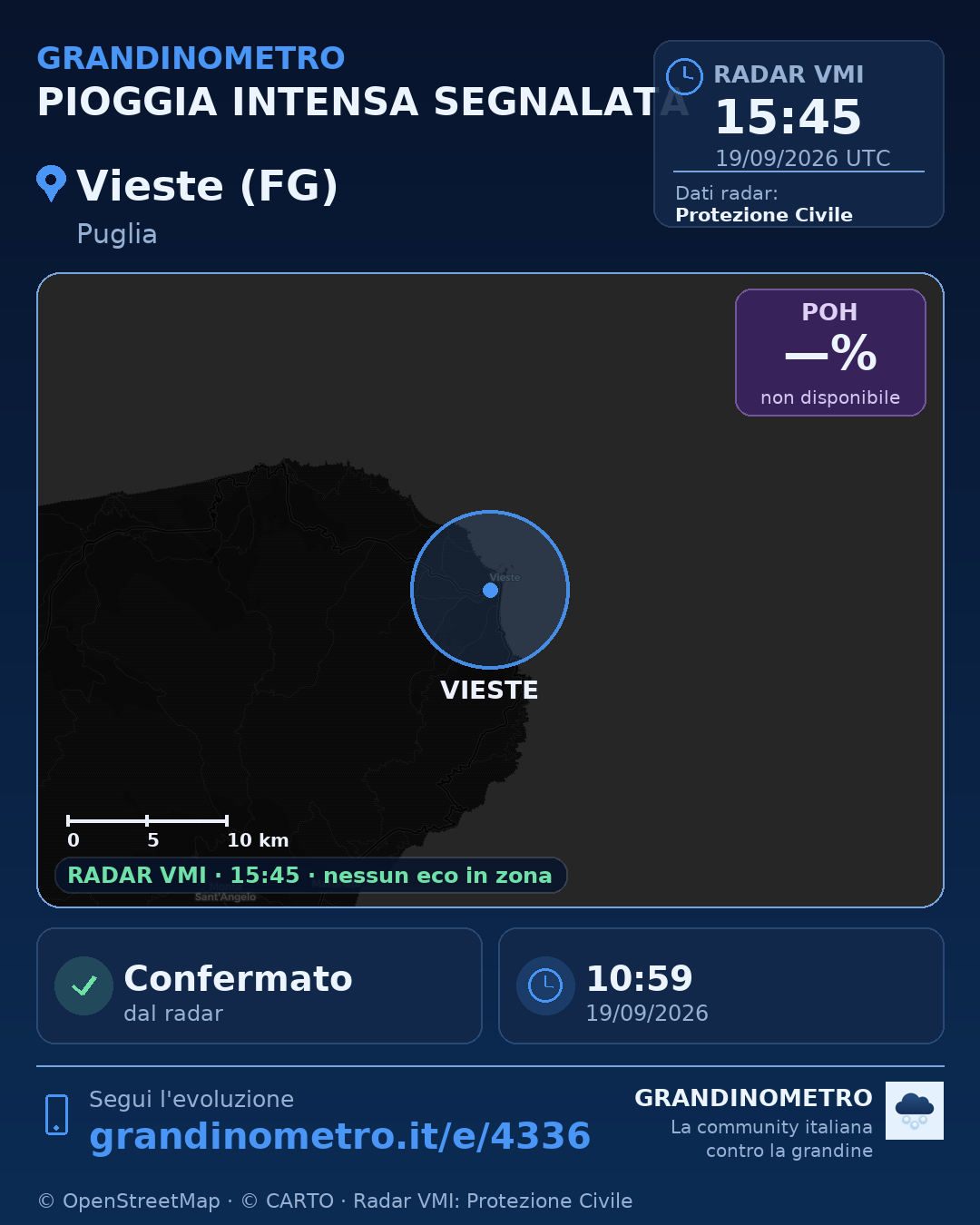 Mappa dell'evento: pioggia intensa a Vieste (FG)