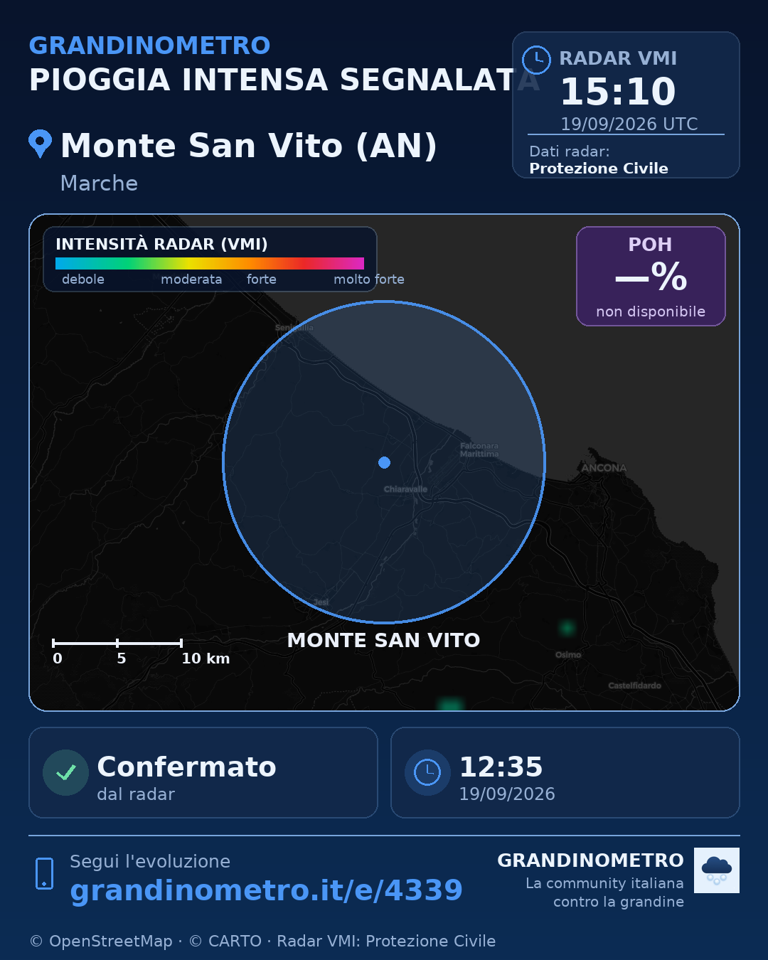 Mappa dell'evento: pioggia intensa a Monte San Vito (AN)