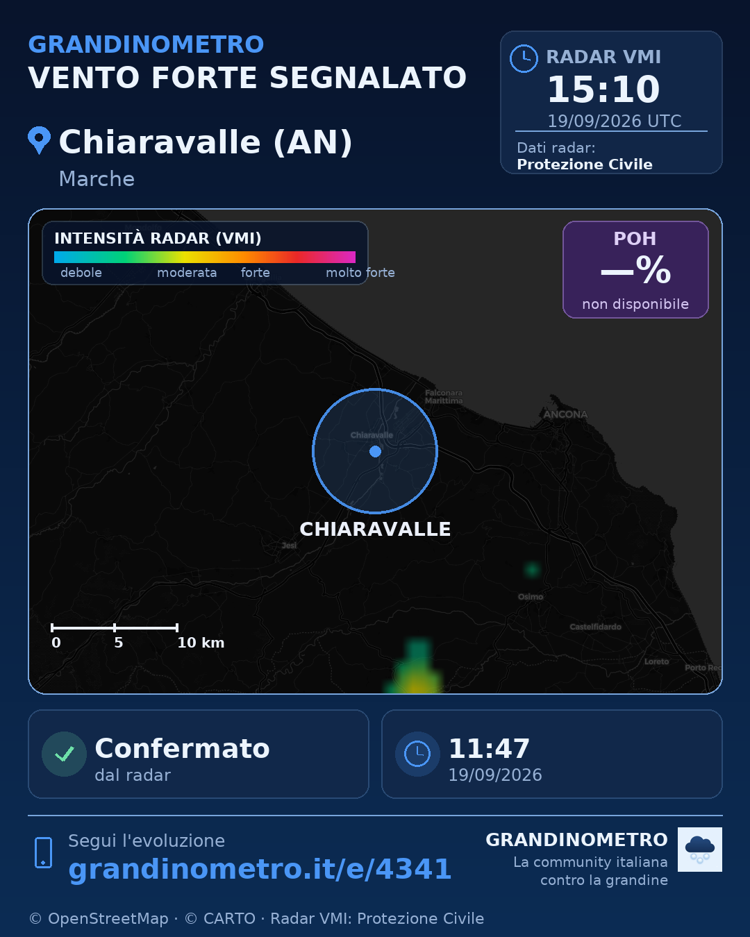 Mappa dell'evento: vento forte a Chiaravalle (AN)
