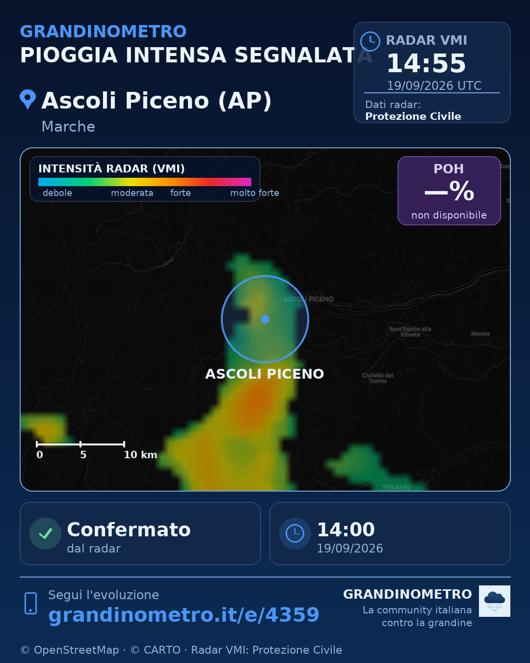 Mappa dell'evento: pioggia intensa ad Ascoli Piceno (AP)