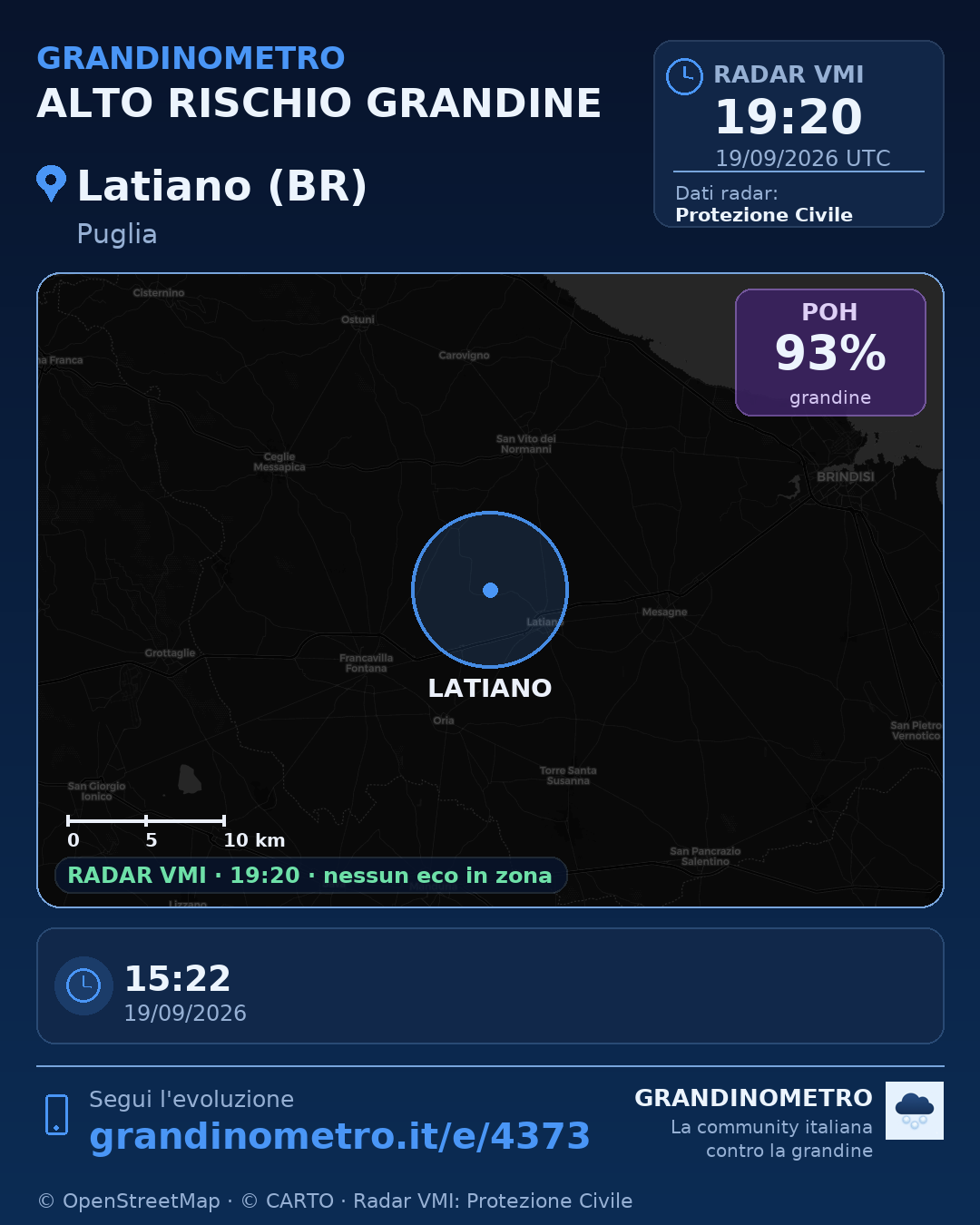 Mappa dell'evento: grandine a Latiano (BR)