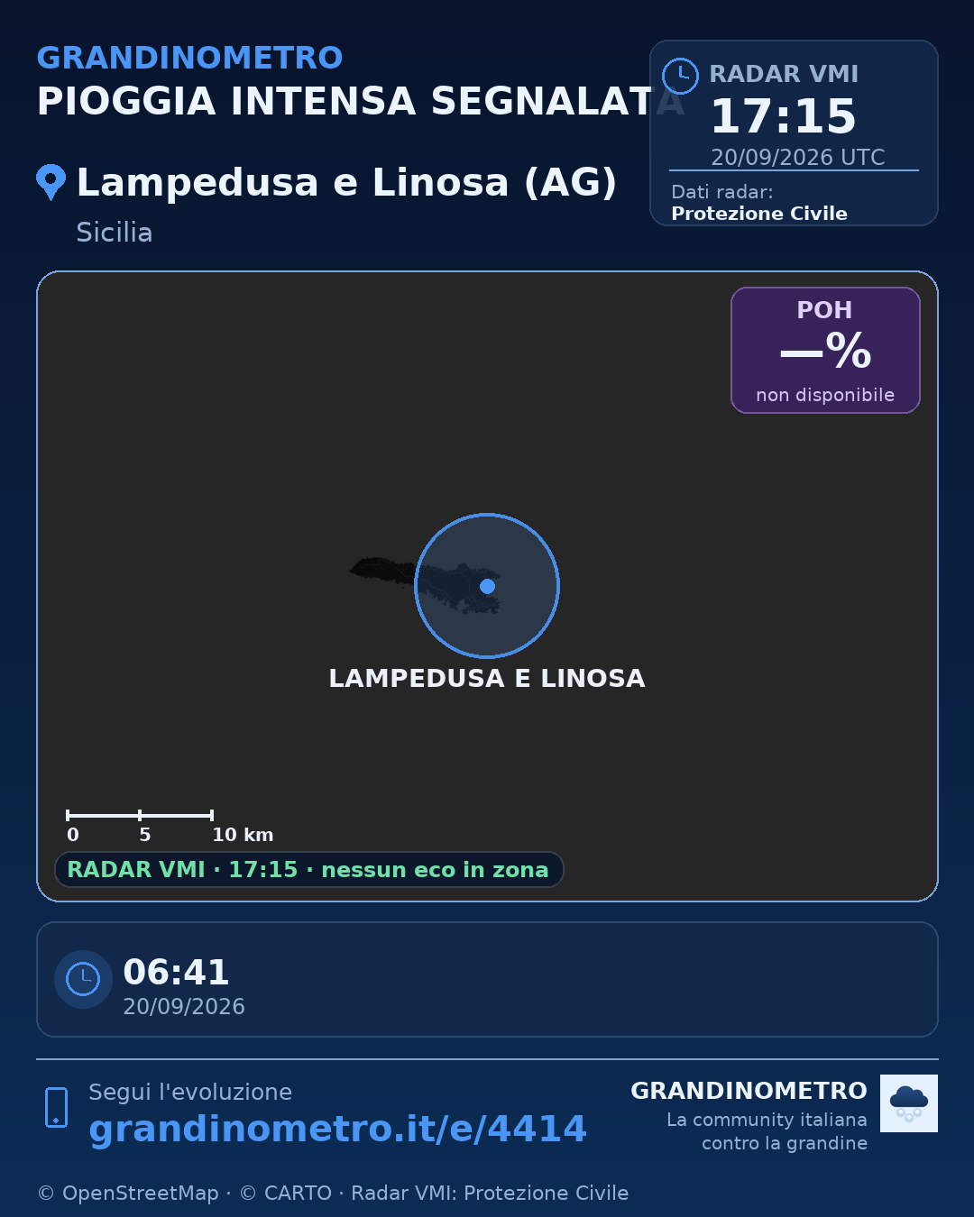 Mappa dell'evento: pioggia intensa a Lampedusa e Linosa (AG)
