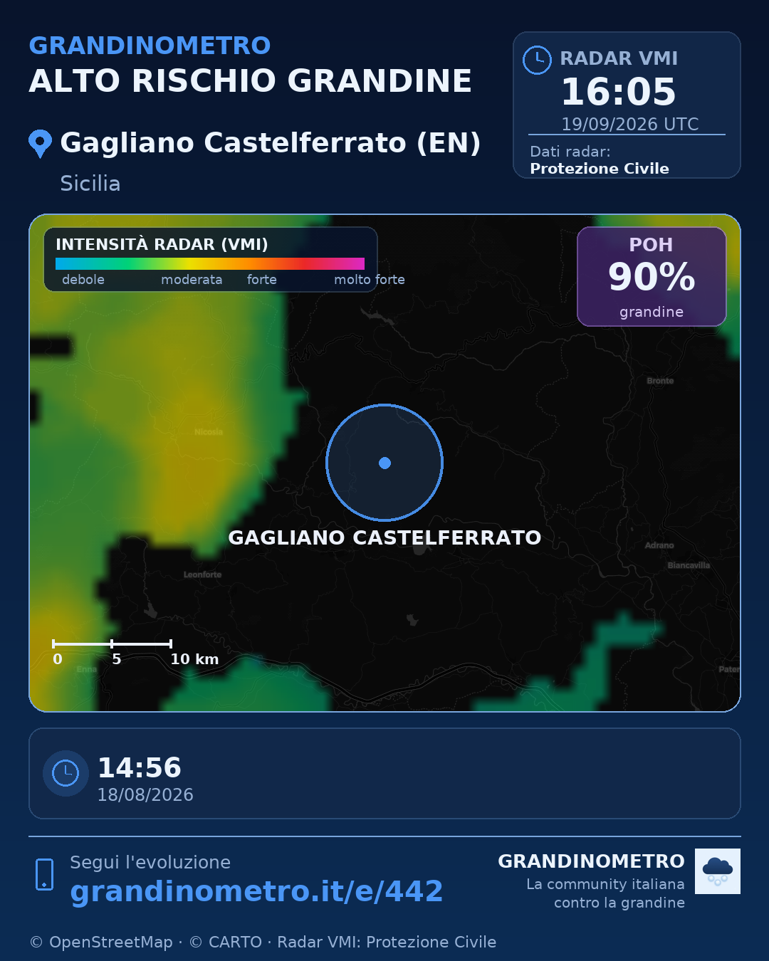Mappa dell'evento: grandine a Gagliano Castelferrato (EN)