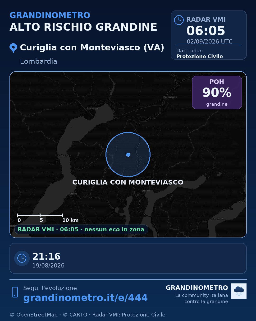 Mappa dell'evento: grandine a Curiglia con Monteviasco (VA)