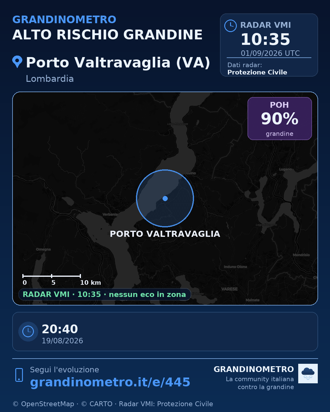 Mappa dell'evento: grandine a Porto Valtravaglia (VA)