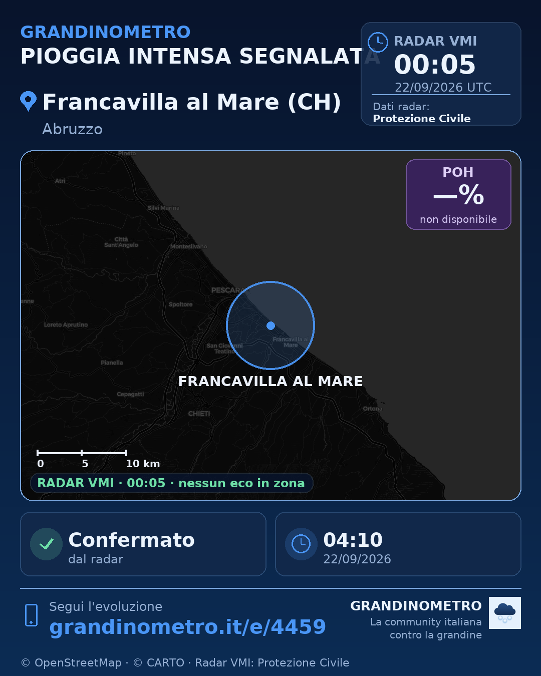 Mappa dell'evento: pioggia intensa a Francavilla al Mare (CH)