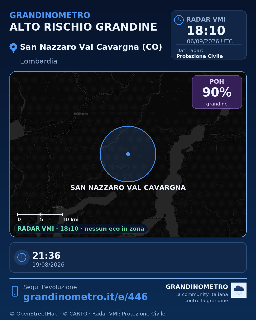 Mappa dell'evento: grandine a San Nazzaro Val Cavargna (CO)