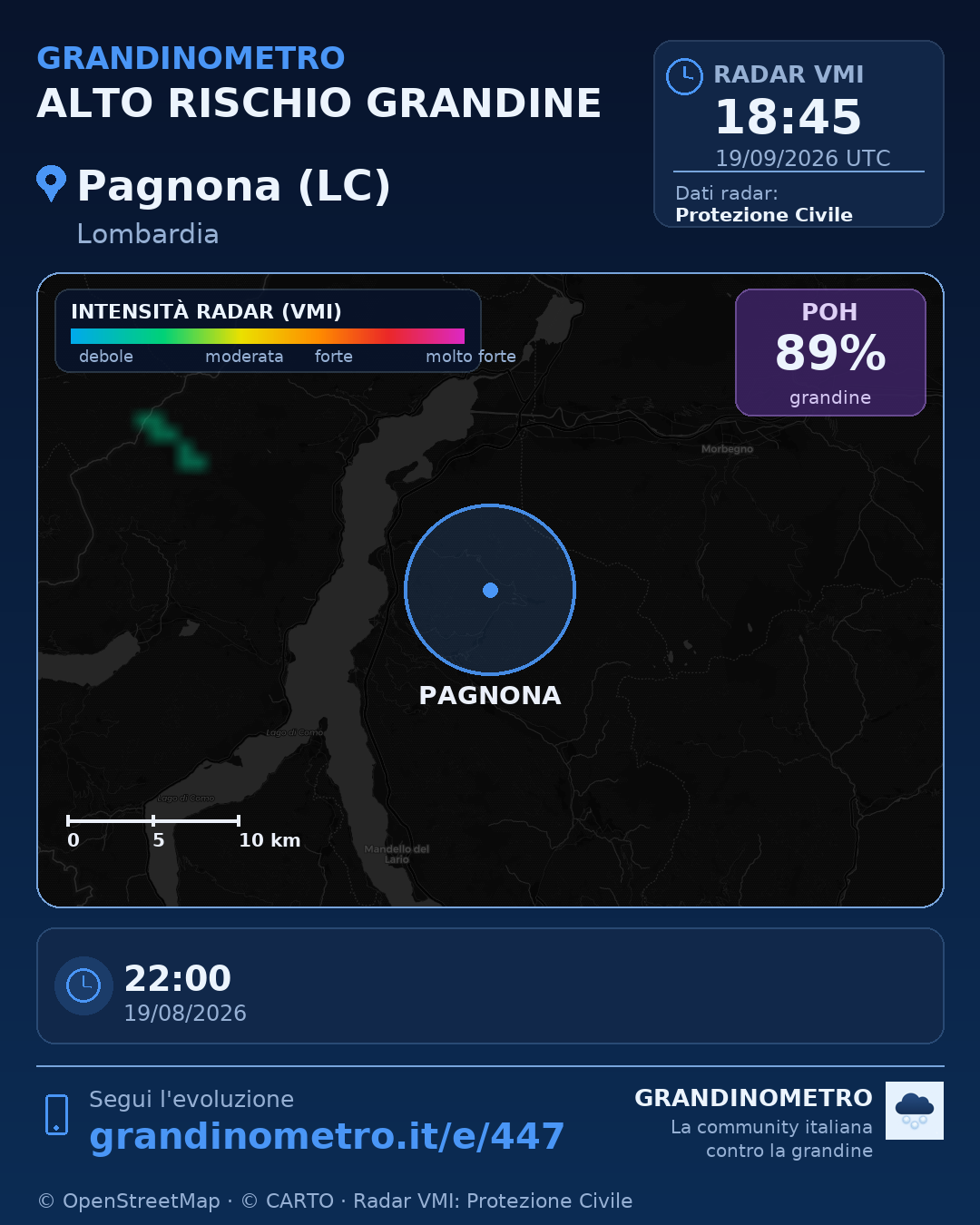 Mappa dell'evento: grandine a Pagnona (LC)