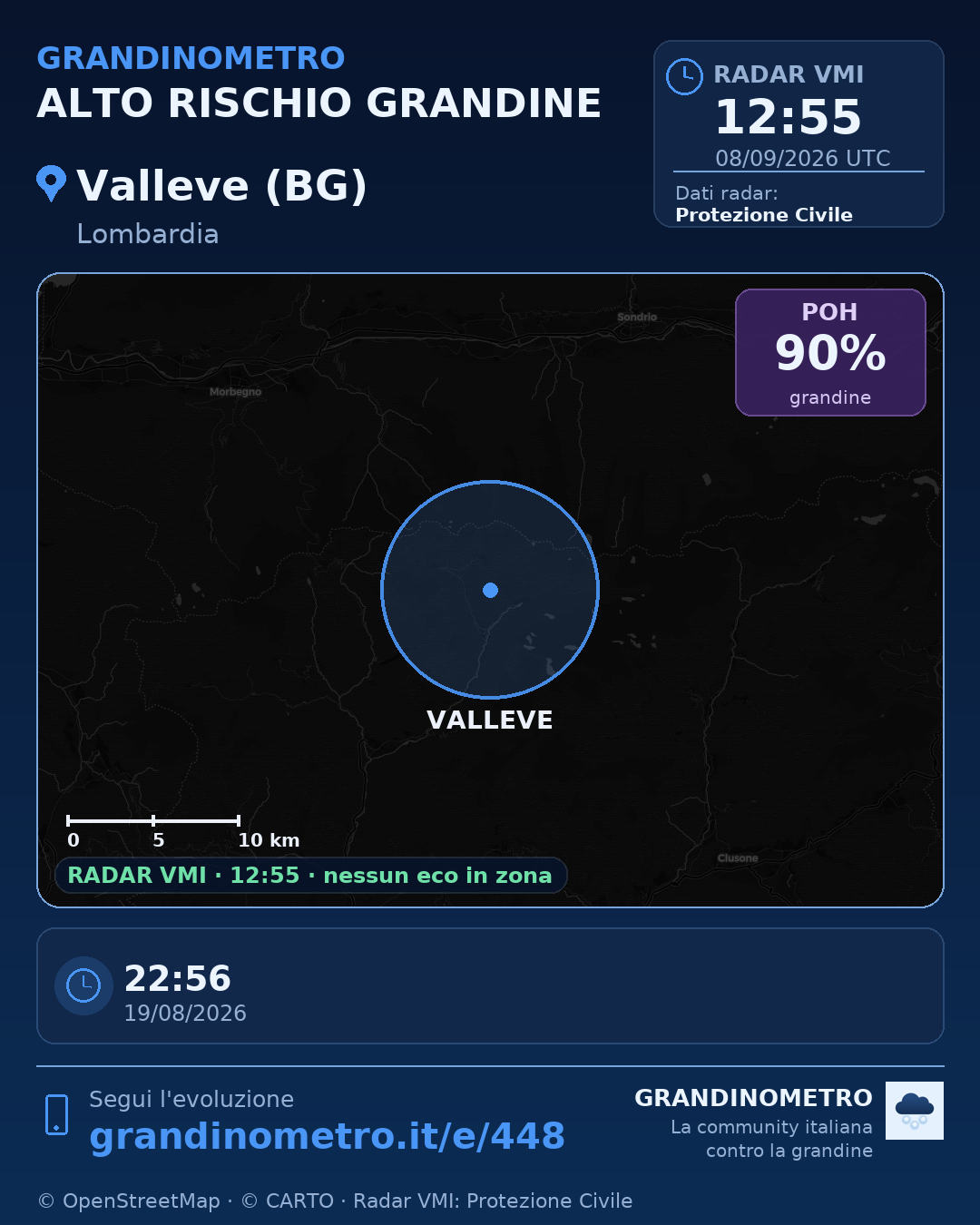 Mappa dell'evento: grandine a Valleve (BG)