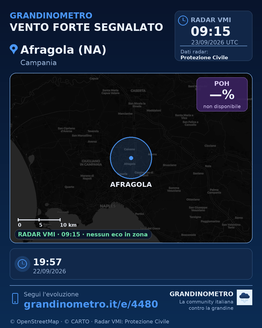 Mappa dell'evento: vento forte ad Afragola (NA)