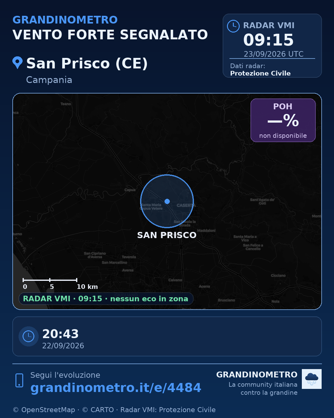 Mappa dell'evento: vento forte a San Prisco (CE)