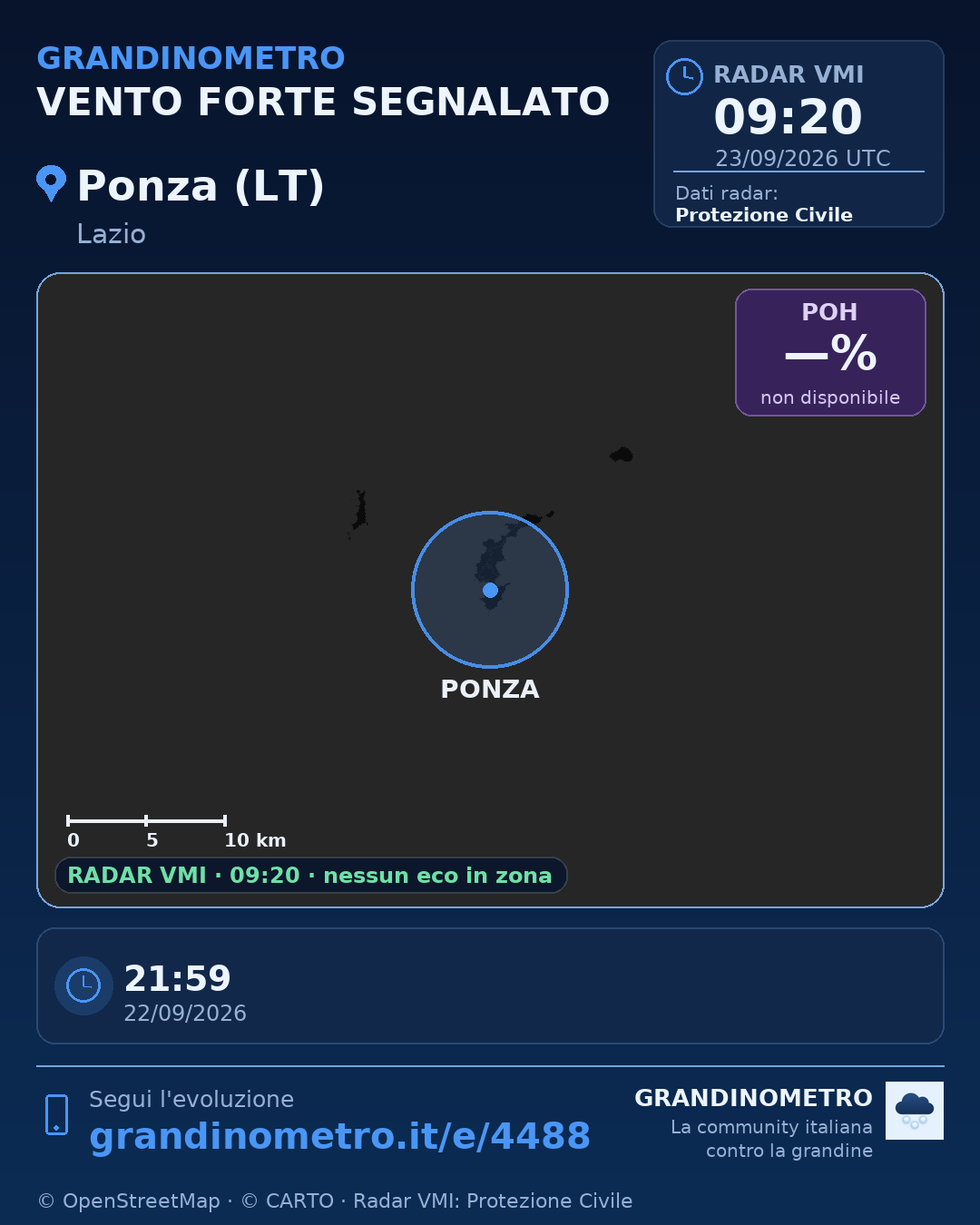 Mappa dell'evento: vento forte a Ponza (LT)