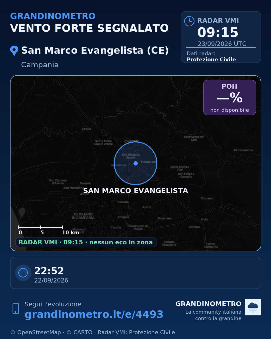 Mappa dell'evento: vento forte a San Marco Evangelista (CE)