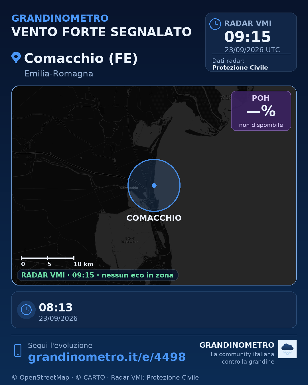 Mappa dell'evento: vento forte a Comacchio (FE)
