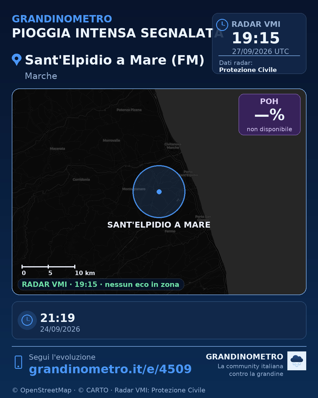 Mappa dell'evento: pioggia intensa a Sant'Elpidio a Mare (FM)