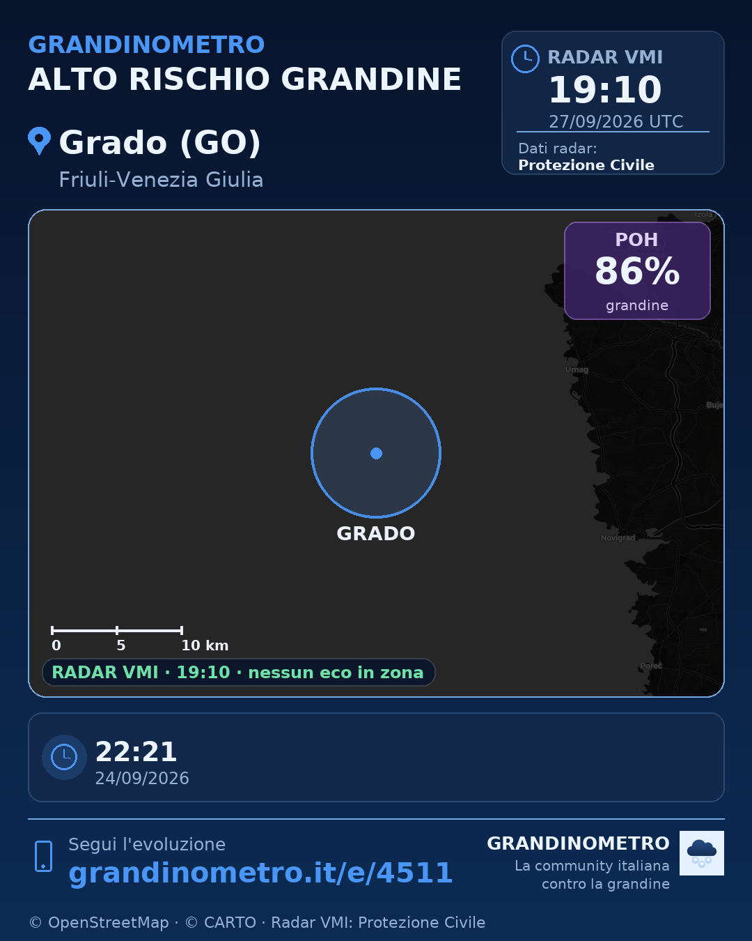 Mappa dell'evento: grandine a Grado (GO)