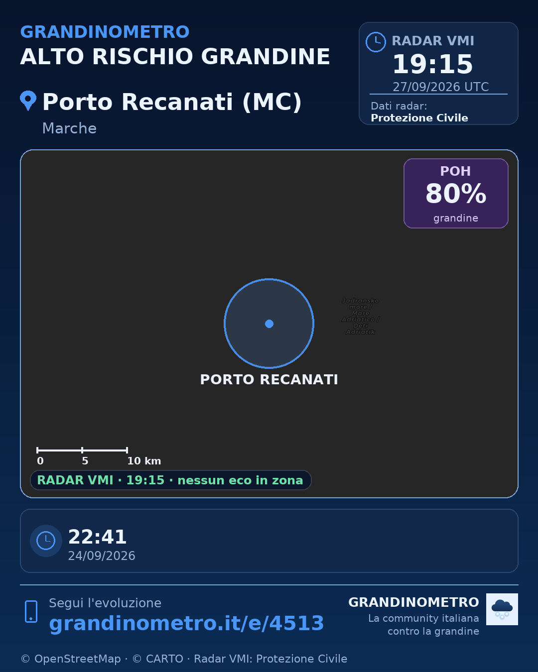 Mappa dell'evento: grandine a Porto Recanati (MC)