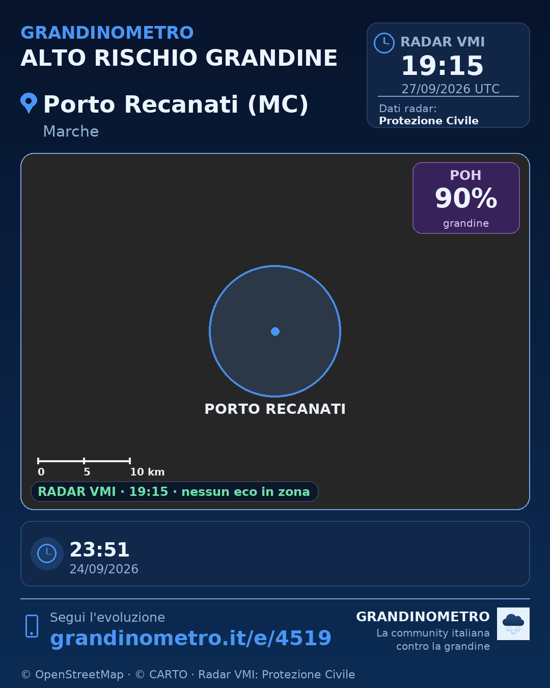 Mappa dell'evento: grandine a Porto Recanati (MC)