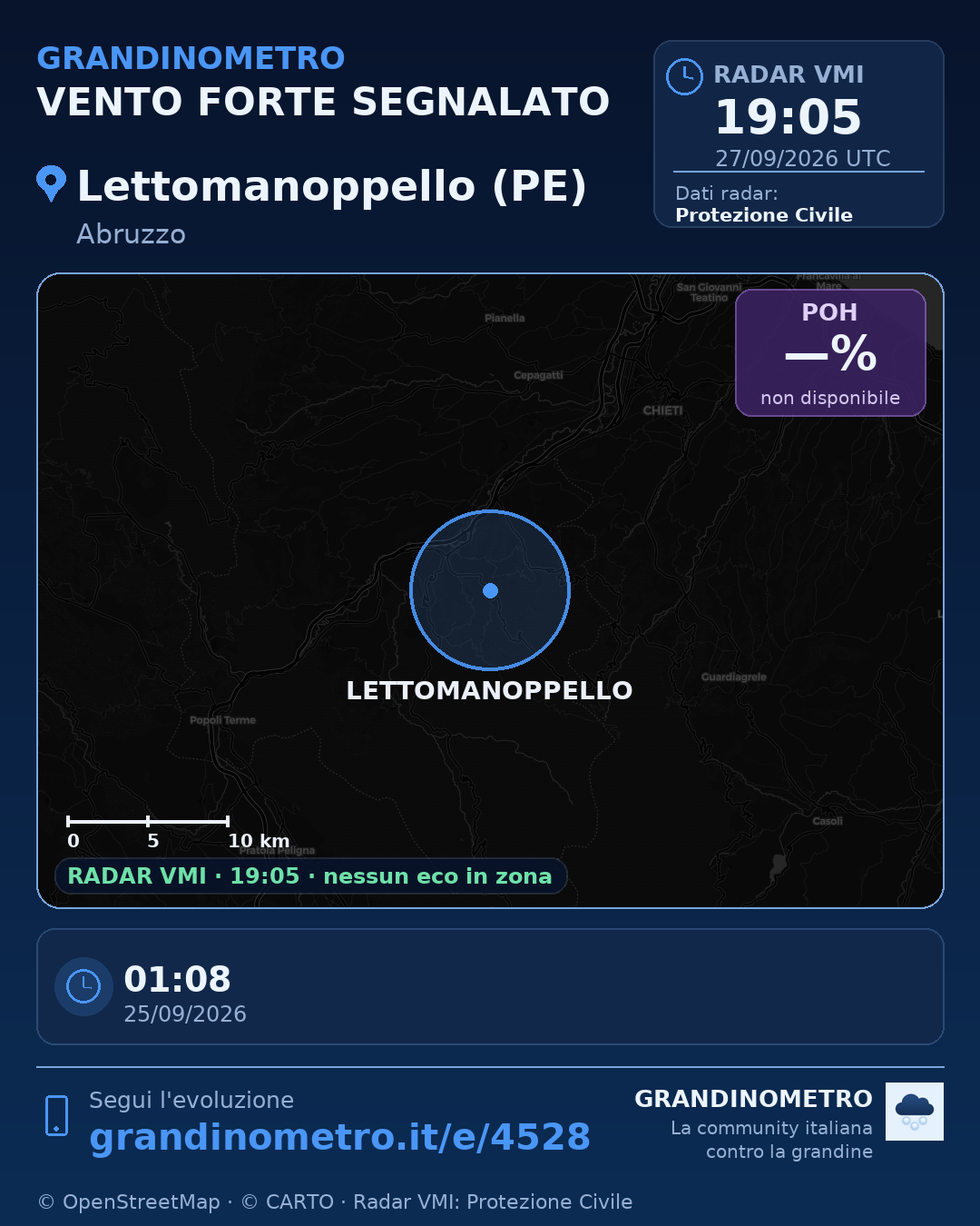 Mappa dell'evento: vento forte a Lettomanoppello (PE)