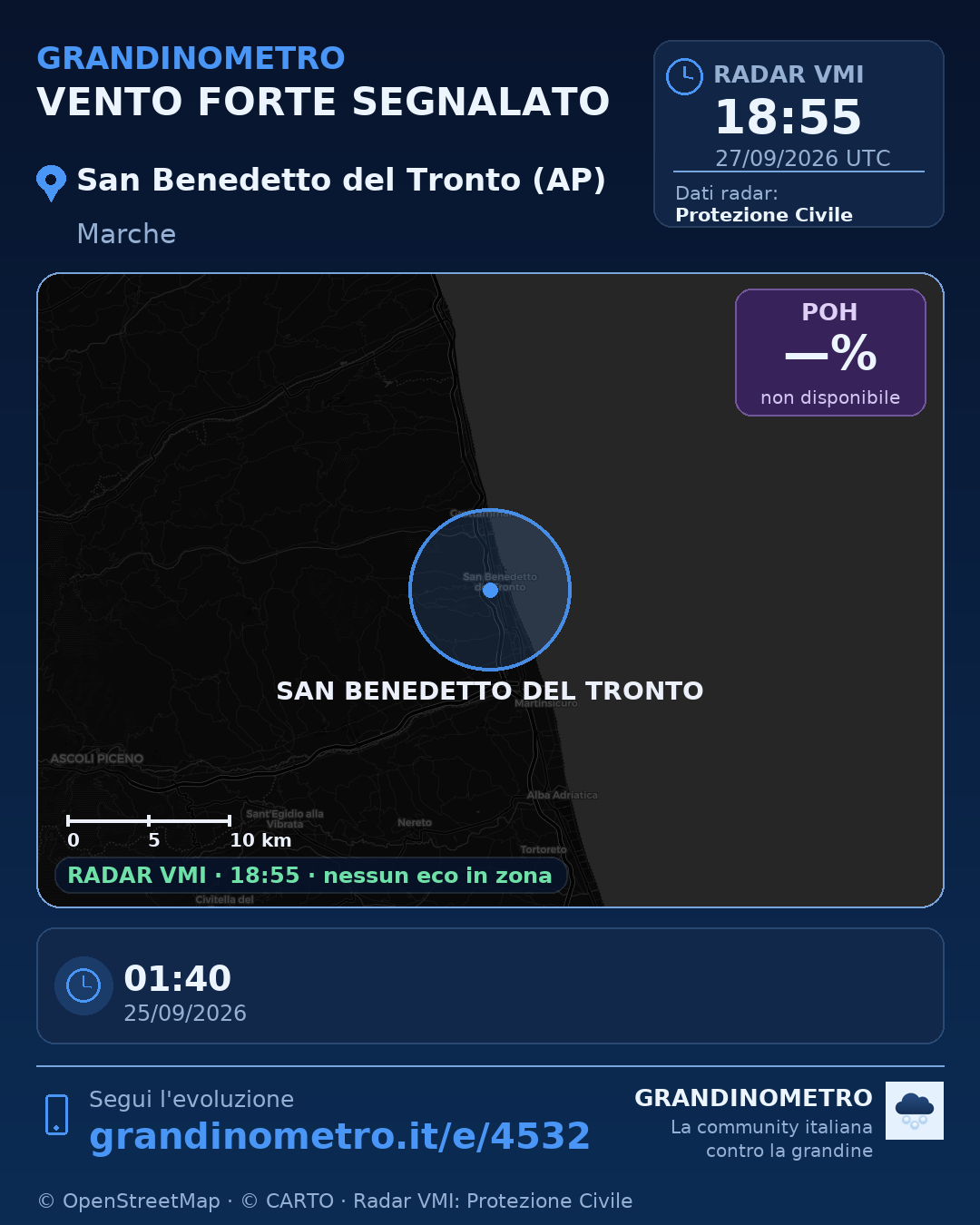 Mappa dell'evento: vento forte a San Benedetto del Tronto (AP)