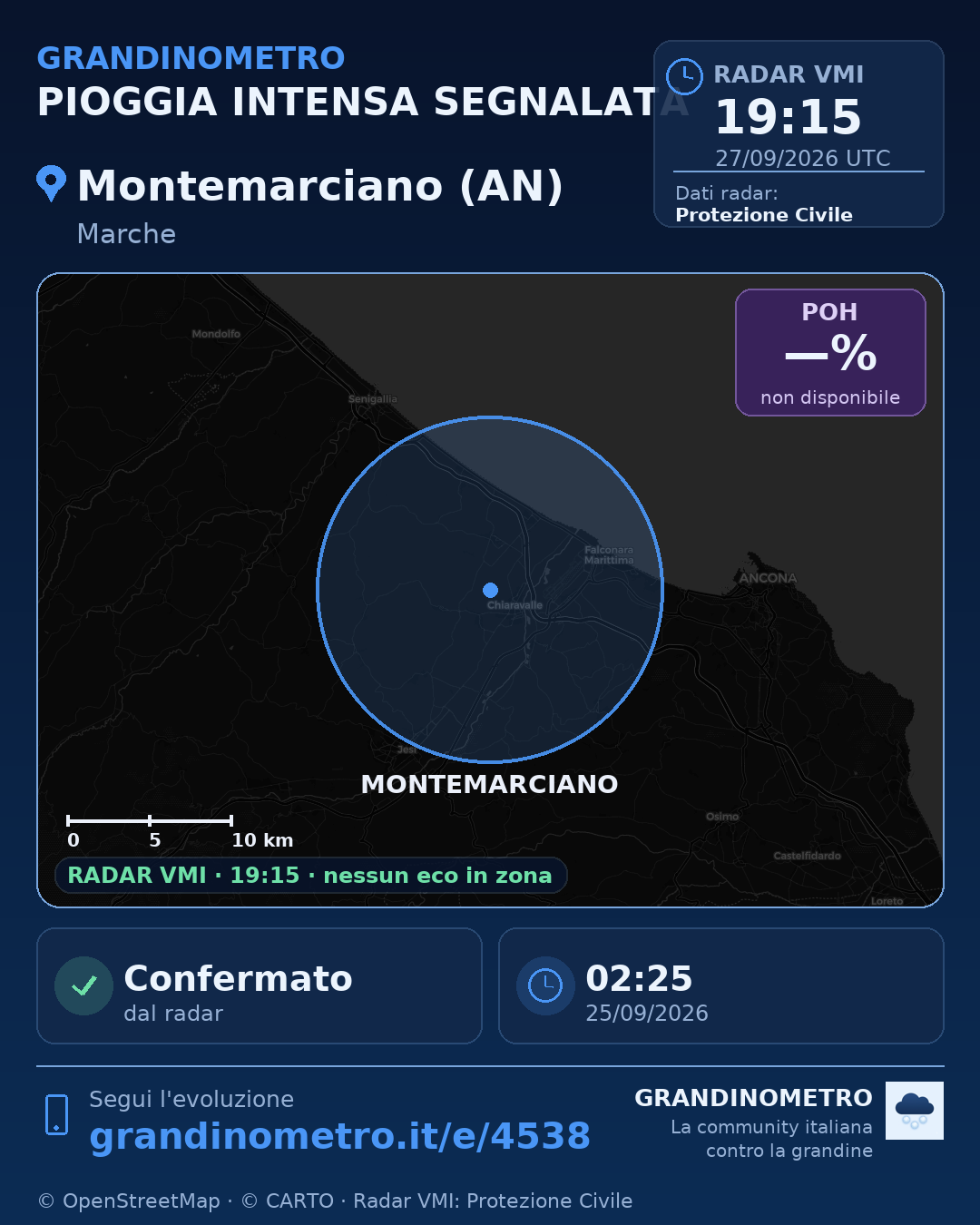 Mappa dell'evento: pioggia intensa a Montemarciano (AN)