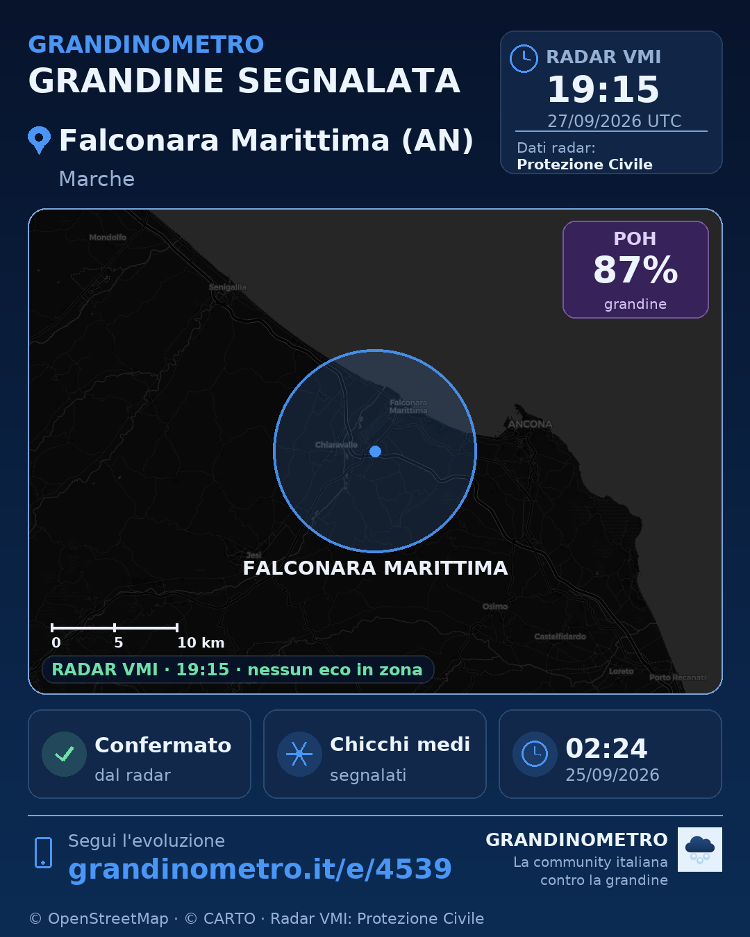 Mappa dell'evento: grandine a Falconara Marittima (AN)