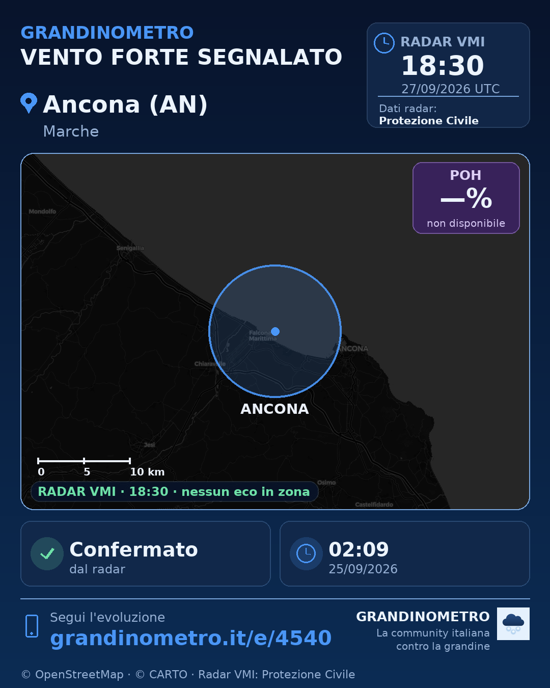 Mappa dell'evento: vento forte ad Ancona (AN)