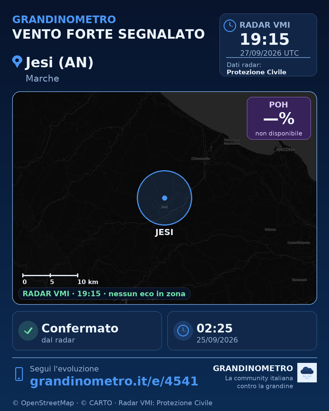 Mappa dell'evento: vento forte a Jesi (AN)