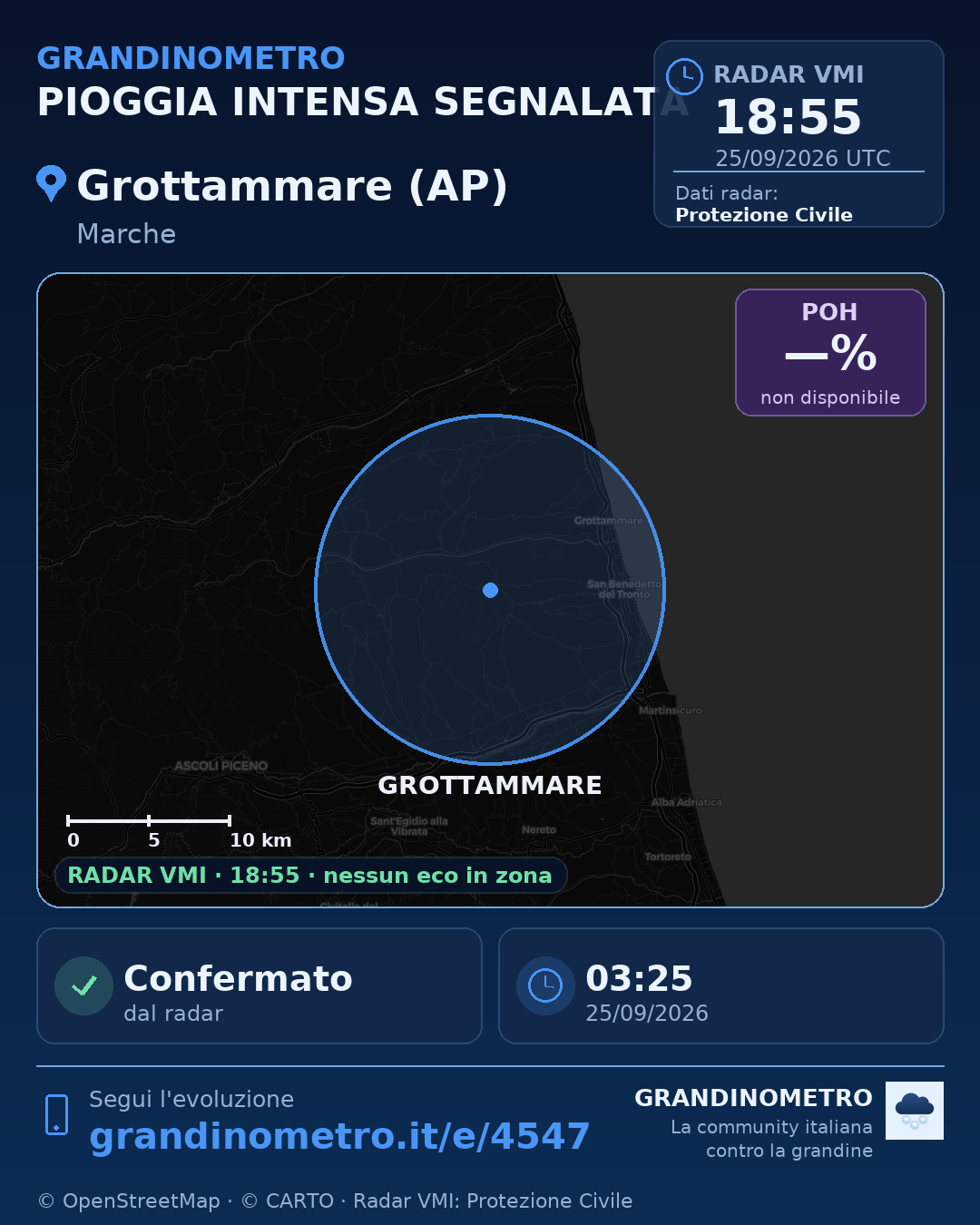 Mappa dell'evento: pioggia intensa a Grottammare (AP)