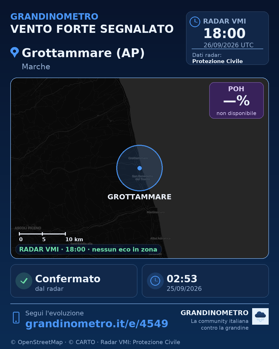 Mappa dell'evento: vento forte a Grottammare (AP)