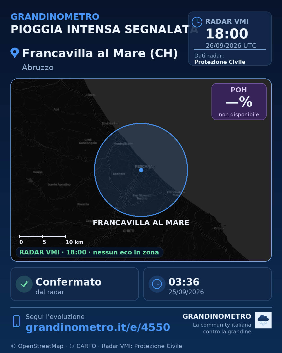 Mappa dell'evento: pioggia intensa a Francavilla al Mare (CH)