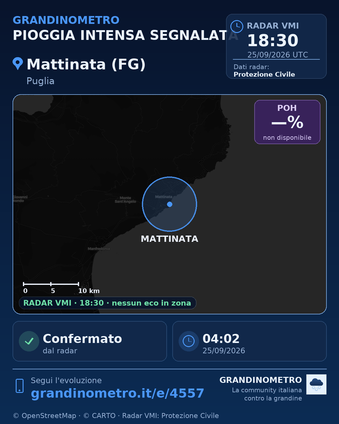 Mappa dell'evento: pioggia intensa a Mattinata (FG)
