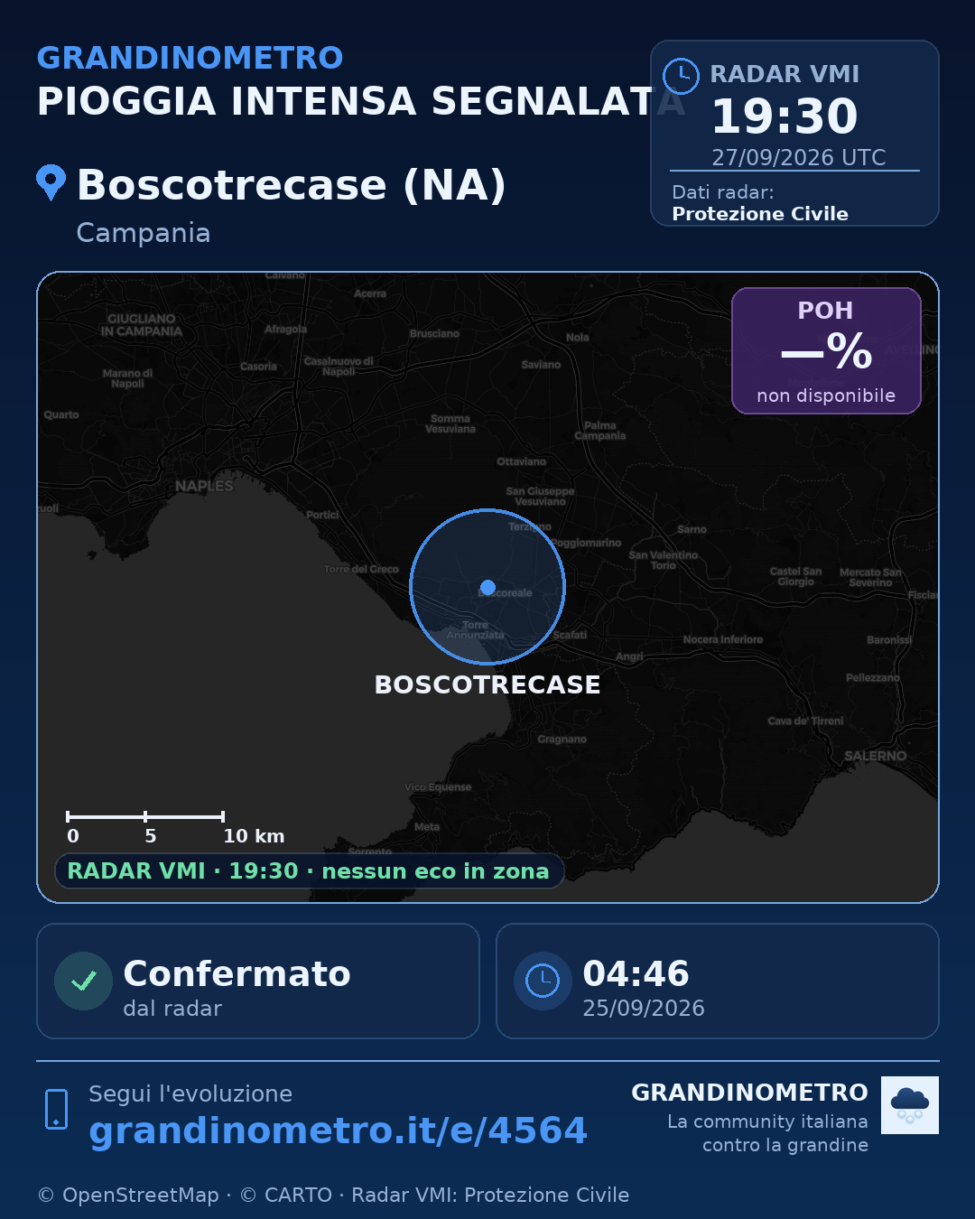 Mappa dell'evento: pioggia intensa a Boscotrecase (NA)