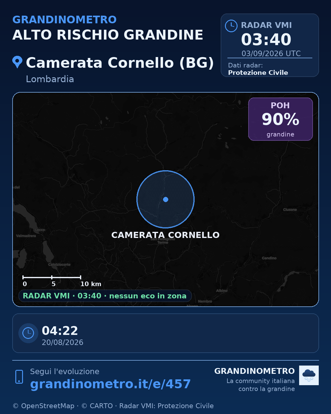 Mappa dell'evento: grandine a Camerata Cornello (BG)