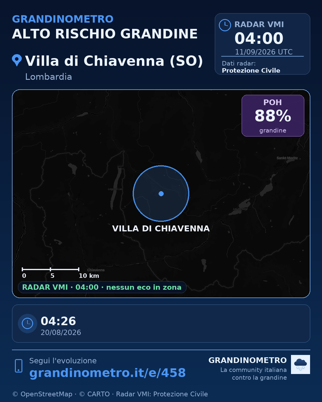 Mappa dell'evento: grandine a Villa di Chiavenna (SO)