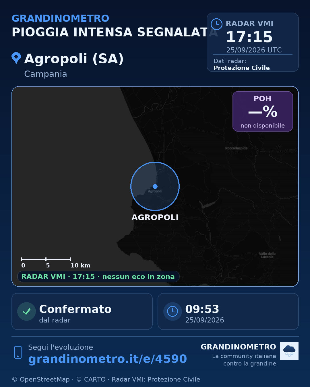 Mappa dell'evento: pioggia intensa ad Agropoli (SA)