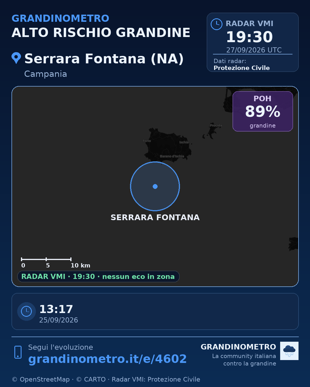 Mappa dell'evento: grandine a Serrara Fontana (NA)