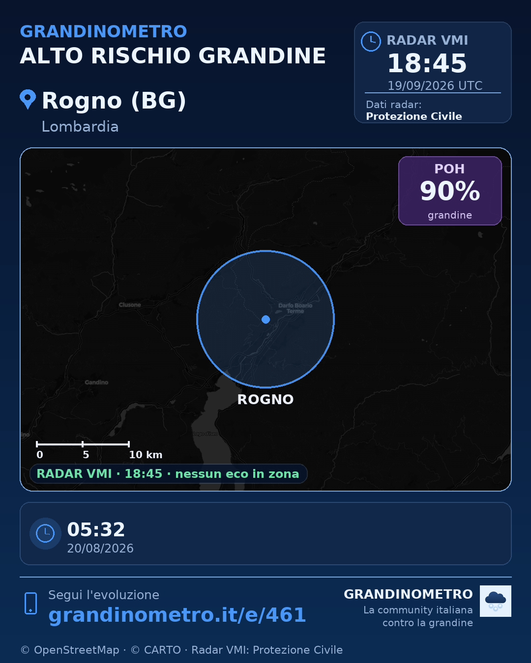 Mappa dell'evento: grandine a Rogno (BG)
