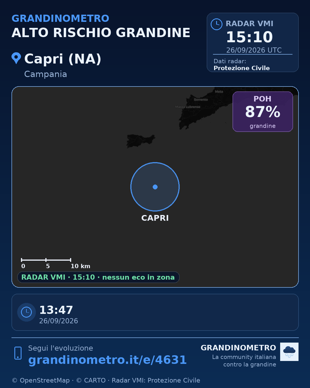 Mappa dell'evento: grandine a Capri (NA)