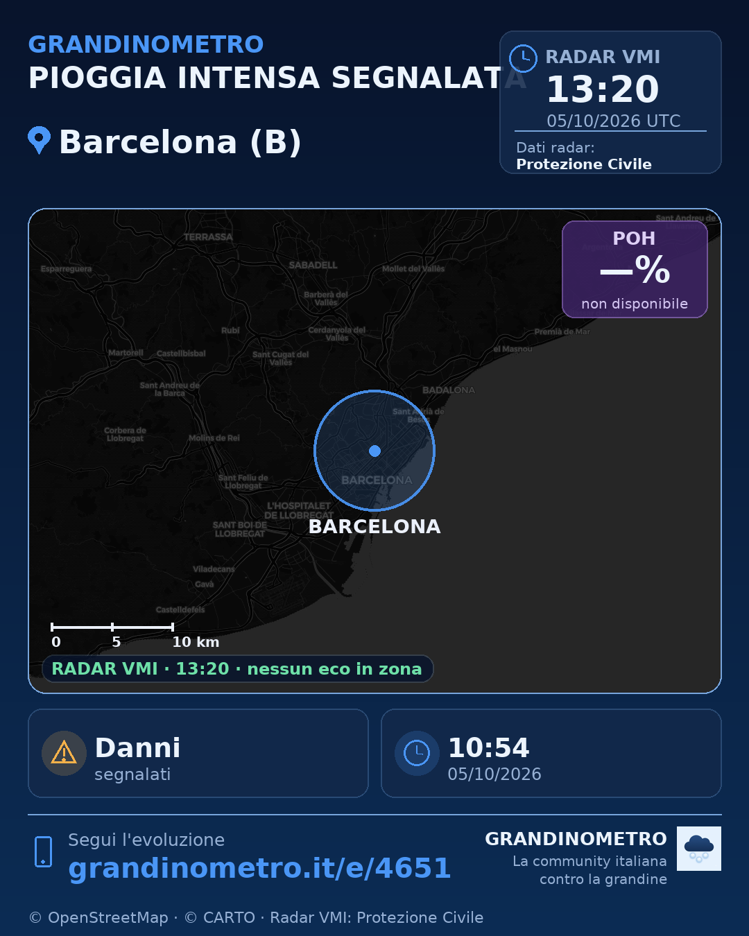 Mappa dell'evento: pioggia intensa a Barcelona (B)