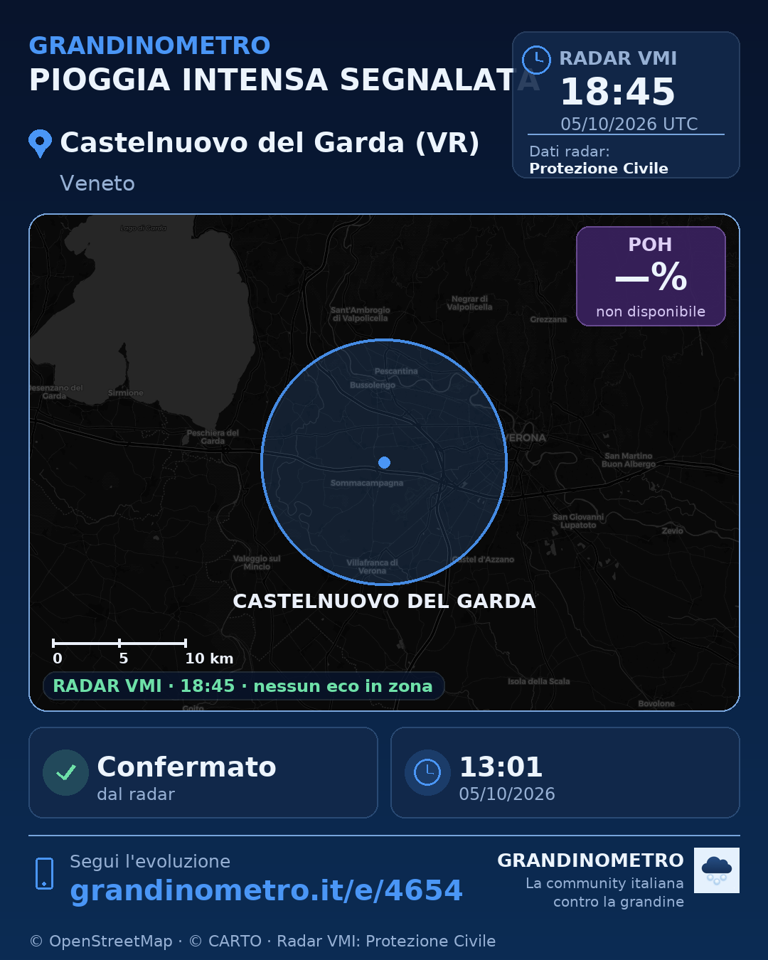 Mappa dell'evento: pioggia intensa a Castelnuovo del Garda (VR)