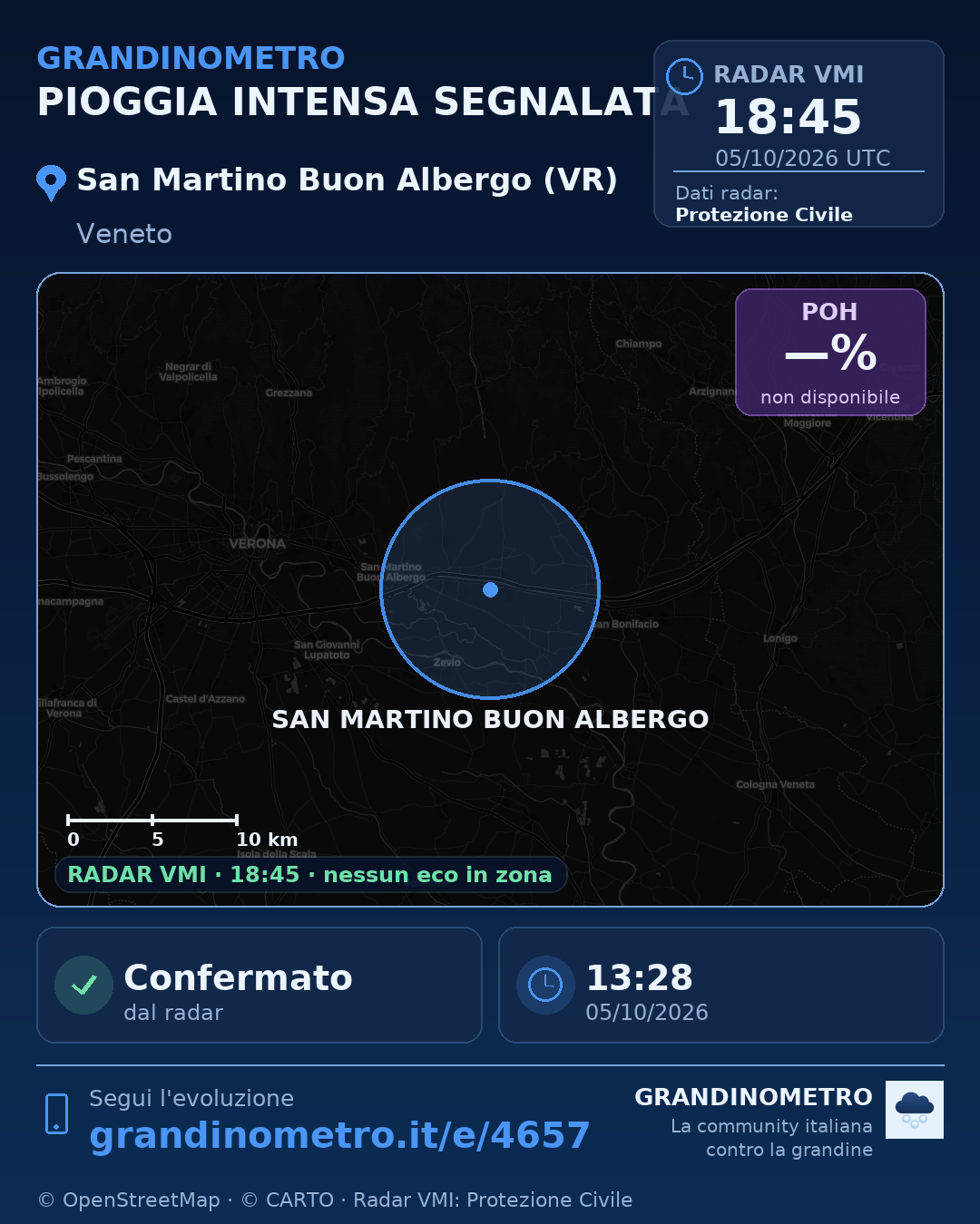 Mappa dell'evento: pioggia intensa a San Martino Buon Albergo (VR)