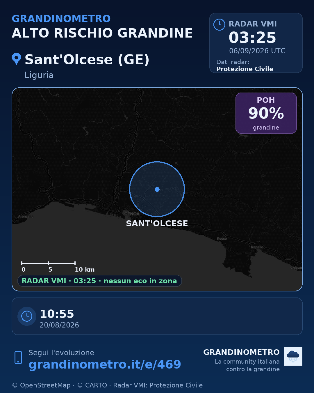 Mappa dell'evento: grandine a Sant'Olcese (GE)